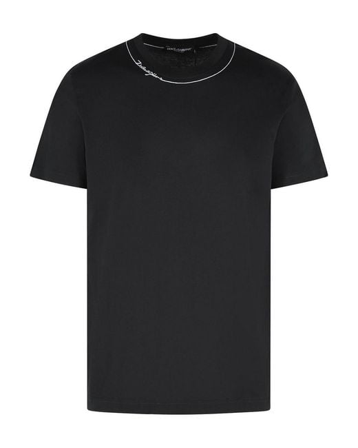 Dolce & Gabbana Black Cotton T-Shirt for men