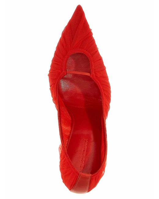 Nensi Dojaka Red Tulle Pumps