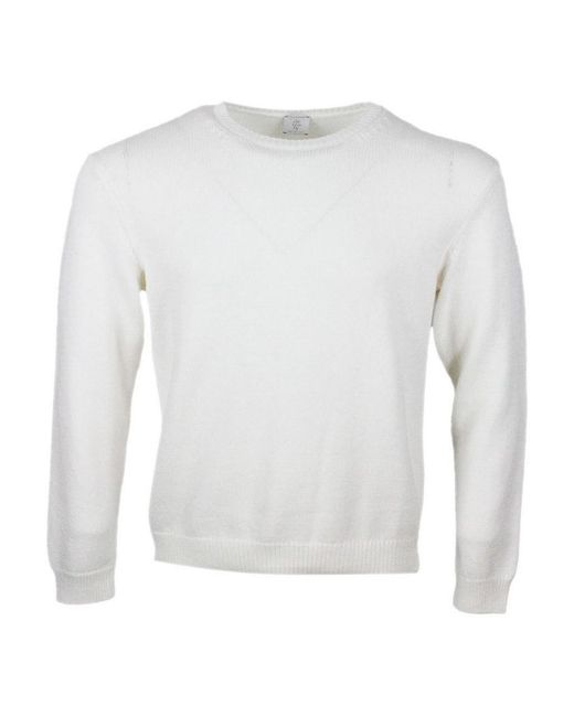 Eleventy White Sweaters 85Co 15Se for men