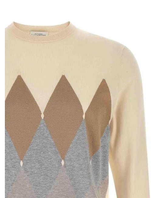 Ballantyne White Argyle Sweater for men