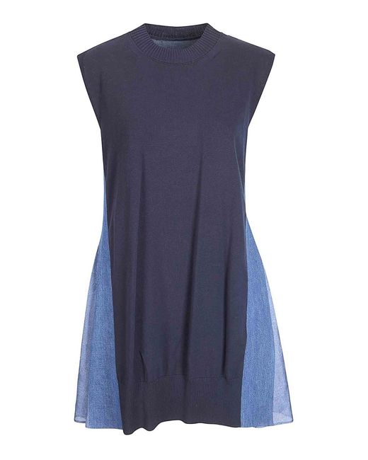 Sacai Blue X Knit Dress