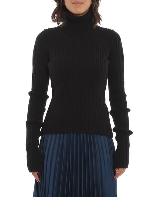 Bottega Veneta Black Stretch Wool Blend Turtleneck