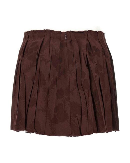 Etro Brown Jacquard Floral Patterned Skirt