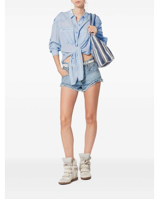 Isabel Marant Blue Shirt Crafted From Cotton With Bow