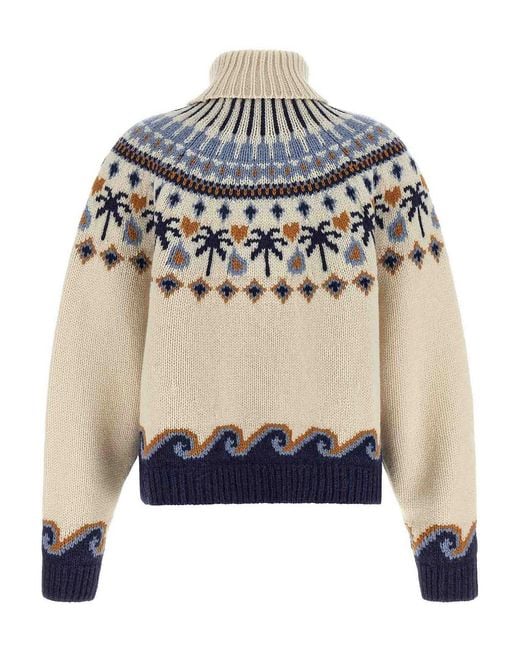 Alanui Blue Turtleneck Sweater
