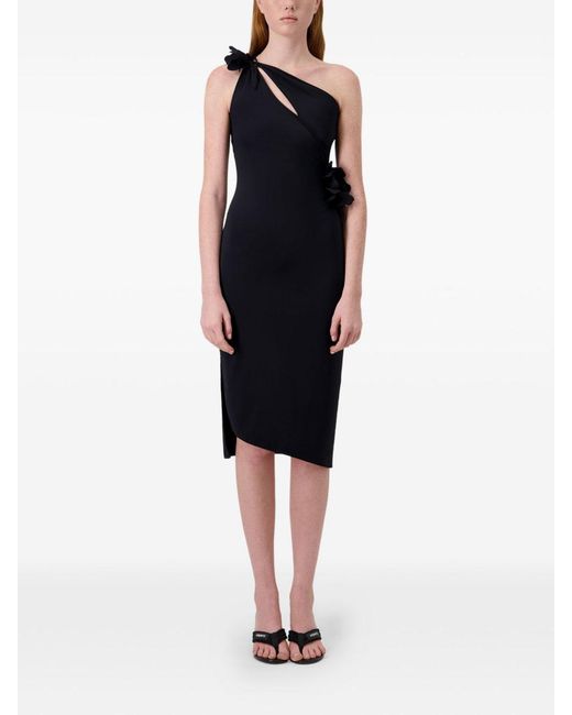 Coperni Blue Asymmetric Flower Midi Dress
