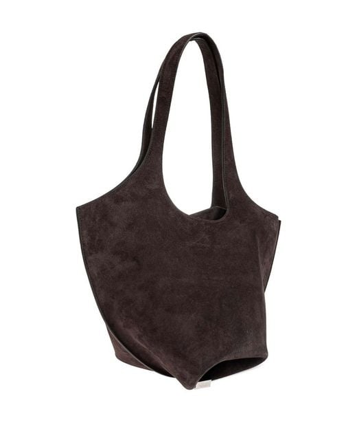 The Attico Black Medium Suede Shoulder Bag