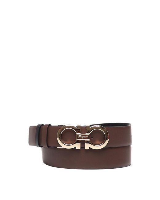 Ferragamo Brown Gancini Leather Belt