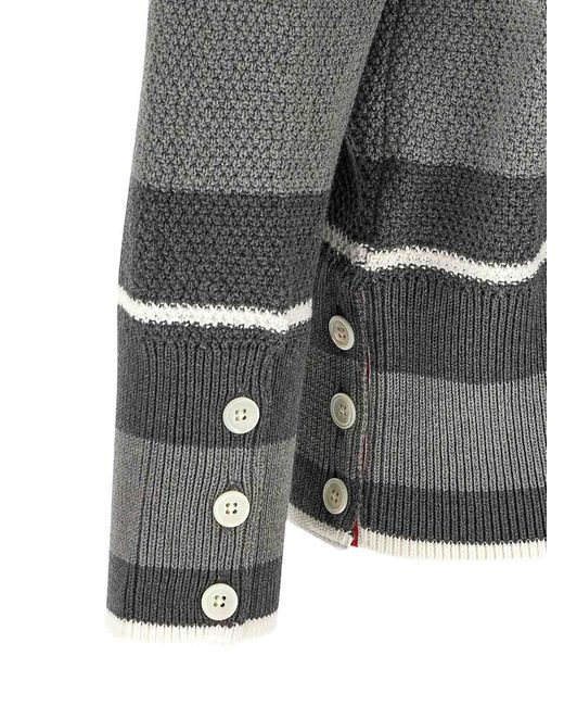 Thom Browne Gray Striped Cardigan for men