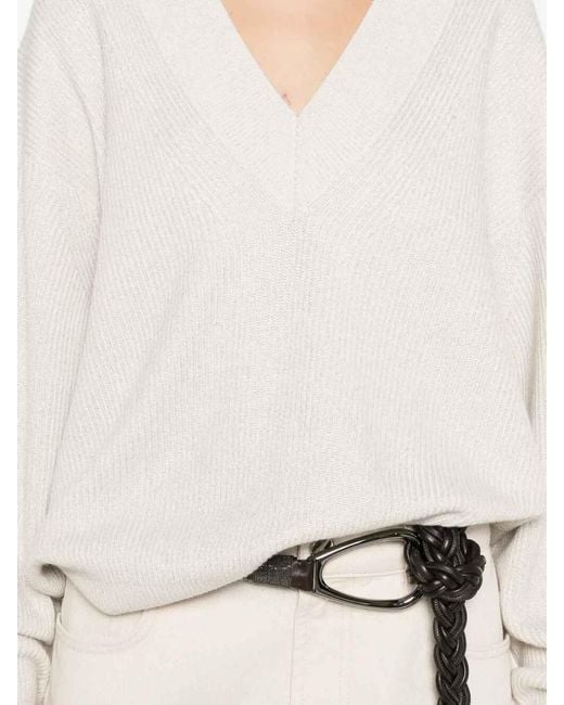 Brunello Cucinelli White Sparkling Cashmere Sweater