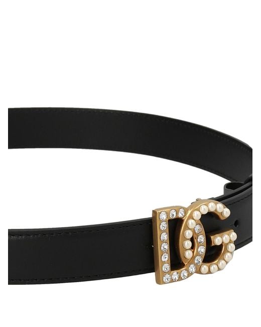Dolce & Gabbana White Logo Buckle Belt