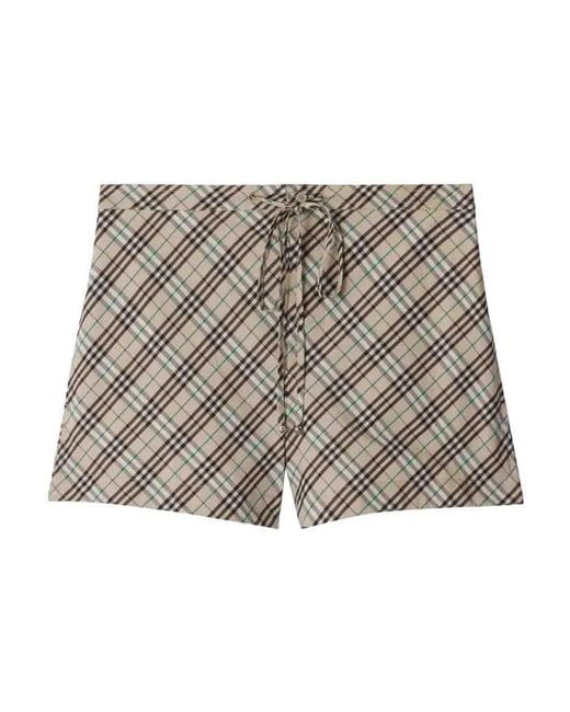 Burberry Natural Checked Drawstring Shorts