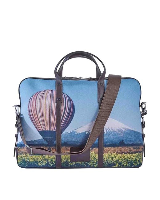 Paul Smith Blue Mount Fuji Hot Air Balloon Folio Bag for men