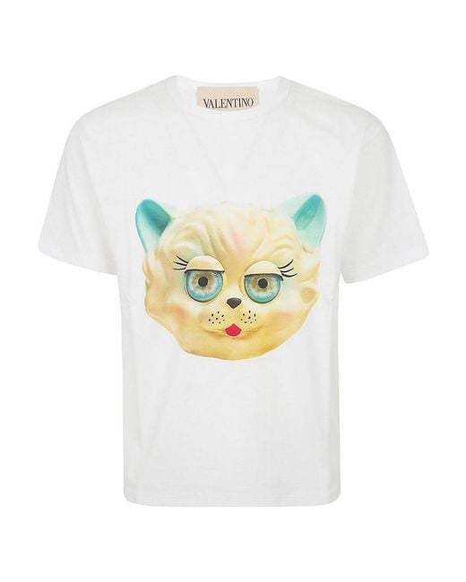 Valentino Garavani White Le Chat De La Maison Cotton Jersey T-Shirt for men