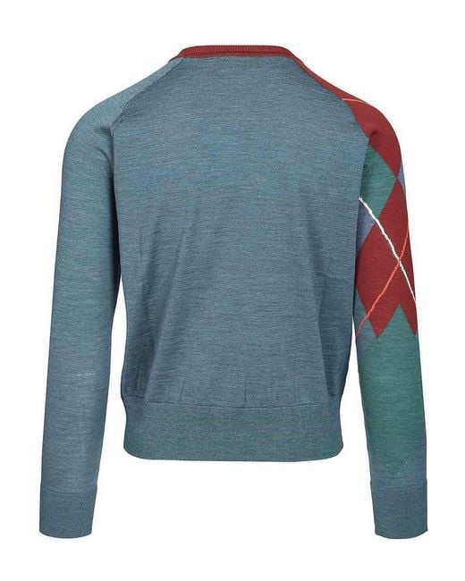 Vivienne Westwood Blue Argyle Jumper for men