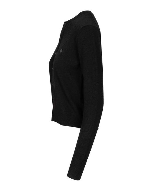 Acne Black Crew Neck Wool Cardigan