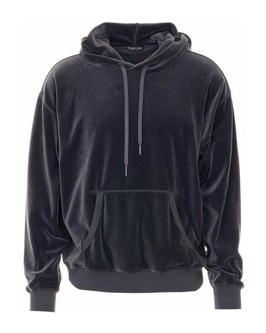 Tom Ford Blue Velour Hoodie for men