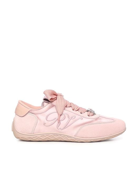 Roger Vivier Pink Viv Low Suede Sneakers
