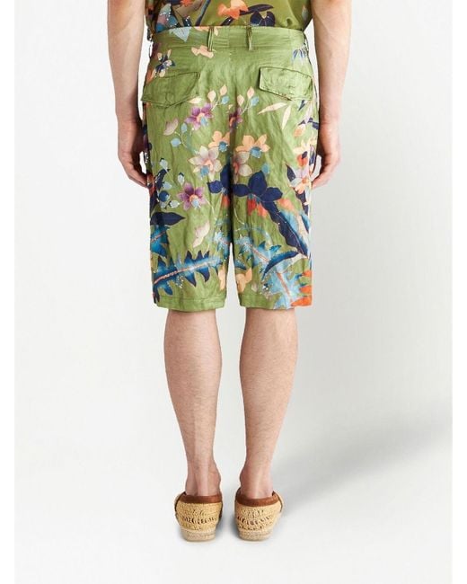 Etro Green Printed Shorts for men