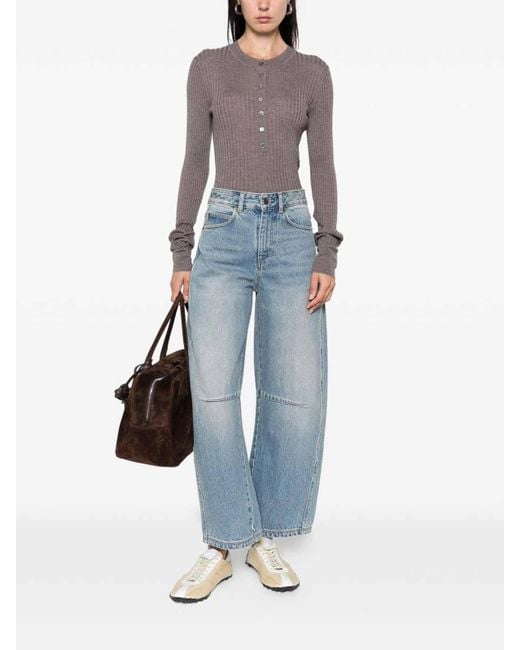 Soeur Brown Ribbed Sweater With Buttons