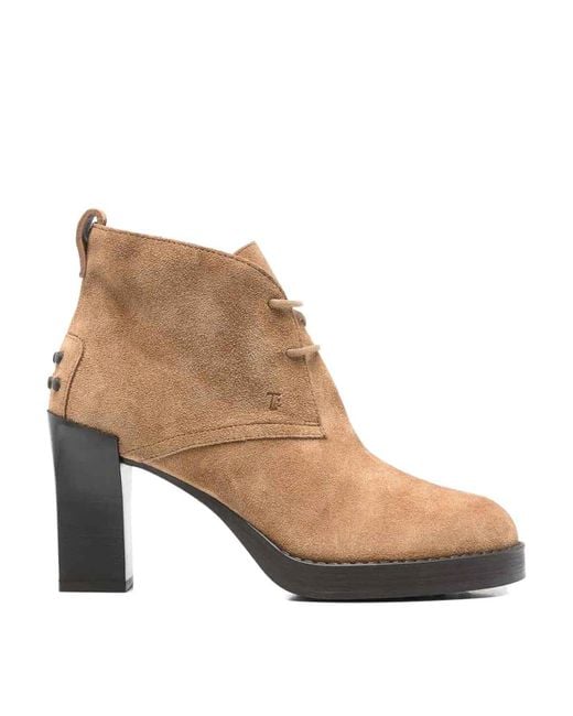 Tod's Women's Brown Lace-Up Suede Ankle Boots