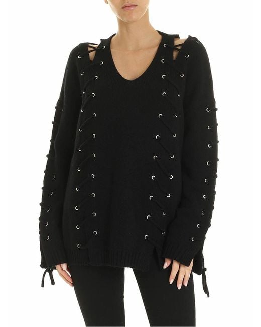 McQ Alexander McQueen Black Pullover With Corset Details