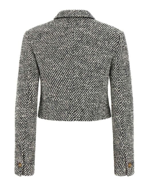Versace Gray Boucl Wool Blend Blouson Jacket