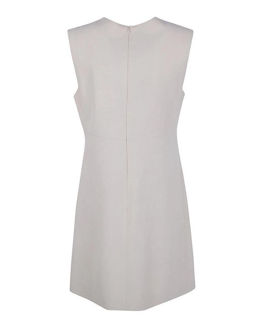 P.A.R.O.S.H. Gray Raisa26 Viscose Linen Mini Dress