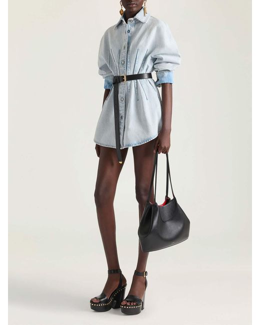 Givenchy Blue Cinched Waist Denim Cocoon Dress
