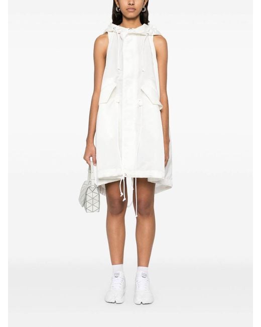 Sacai Nylon Twill Hoodie Vest in White | Lyst