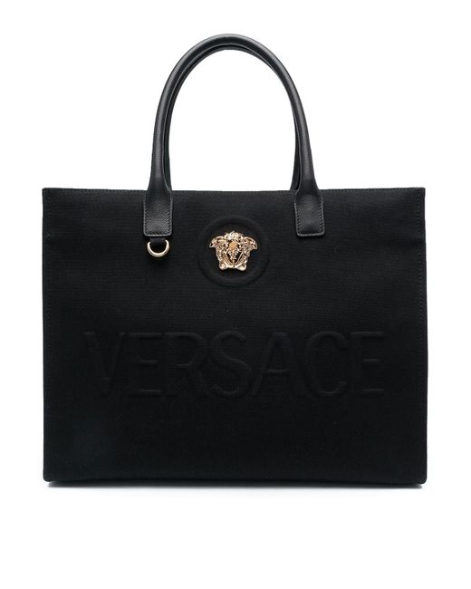 Versace Medusa Canvas Tote Bag in Black Lyst