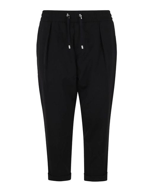 Balmain Black Wide Leg Trousers With Drawstrings for men