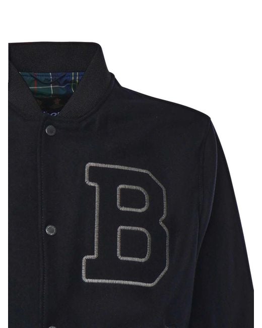 Barbour Blue Wool Bomber Jacket for men