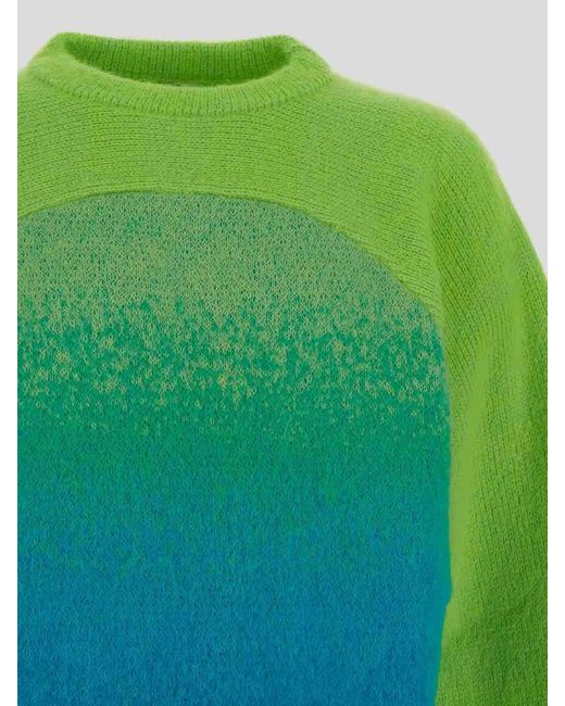 ERL Green Multicolor Crewneck With Long Sleeves for men