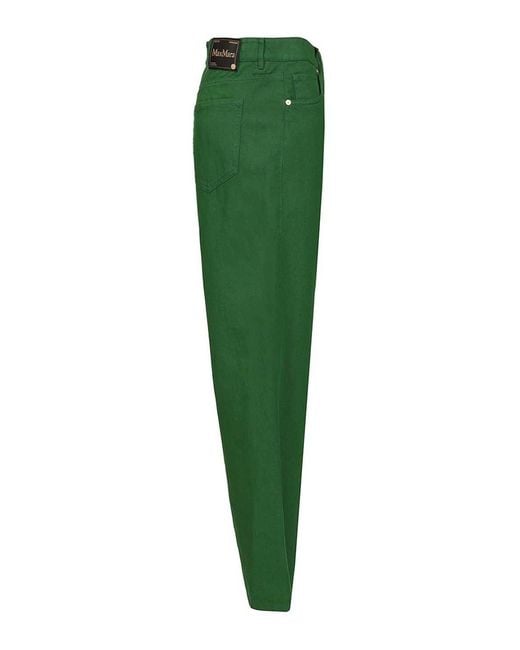 Max Mara Green Cotton And Linen Drill Trousers