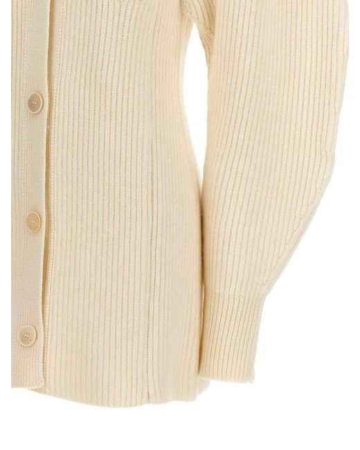 Jil Sander Natural Ribbed Cardigan