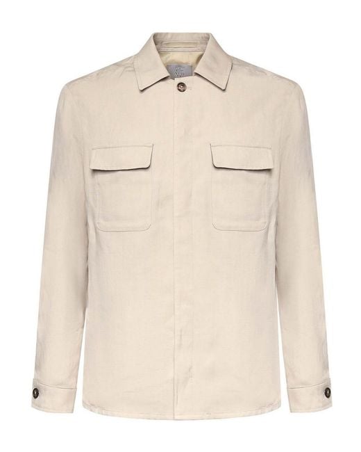 Eleventy Natural Lyocell And Linen Overshirt for men