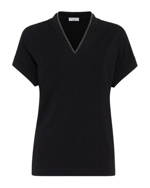 Brunello Cucinelli Black Top With V -Neck