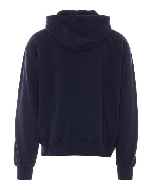 Drole de Monsieur Blue Slogan Zip Up Sweatshirt for men