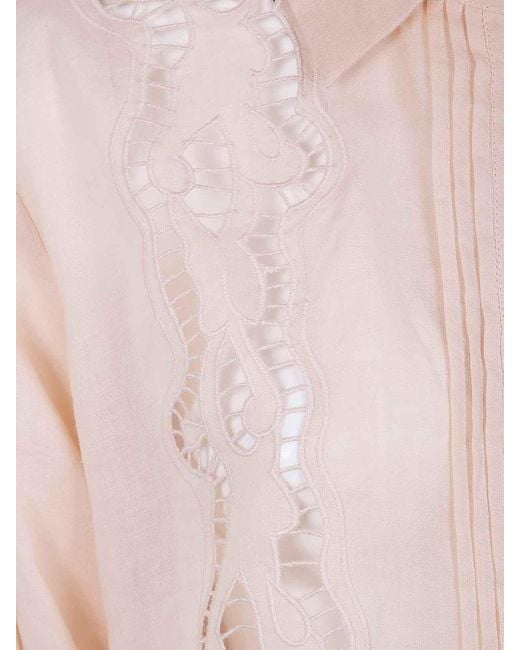 Seventy Pink Ramie Embroidered Shirt