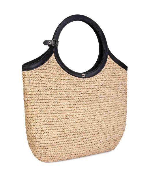 Courreges Natural Holy Raphia Tote Bag