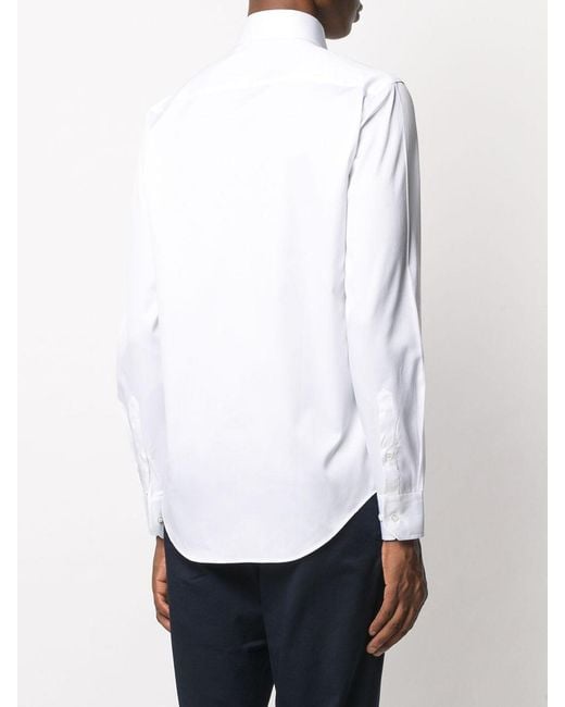 Giorgio Armani White Long-Sleeved Cotton Shirt for men