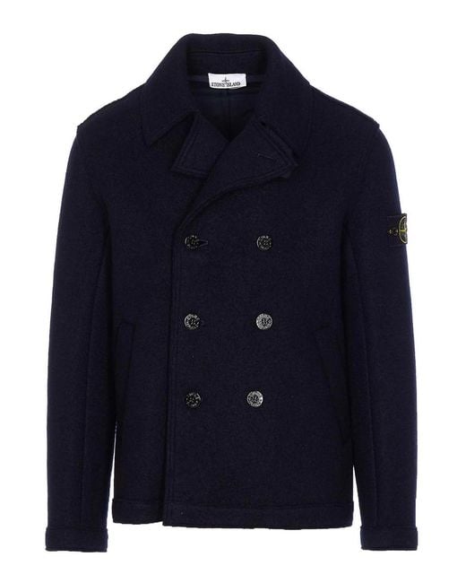 Stone Island Blue Logo Coat for men