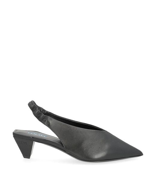 Loewe Gray Origami Cubic Lambskin Slingback
