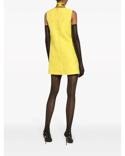 Dolce & Gabbana Yellow Floral Jacquard Shift Dress