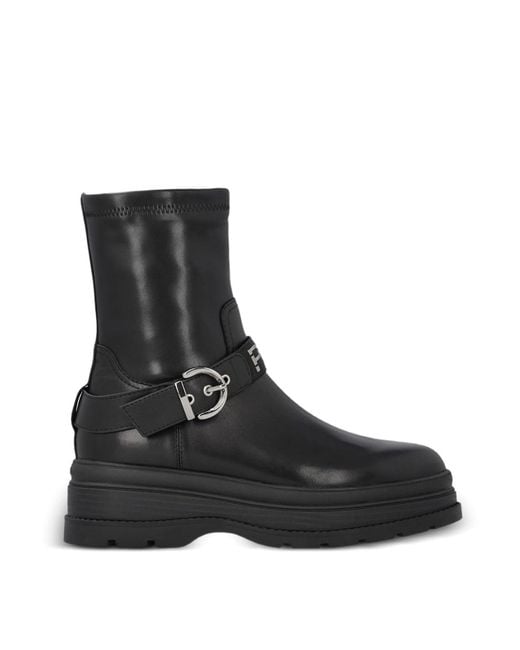 Pinko Black Logo-Strap Buckle-Fastening Boots