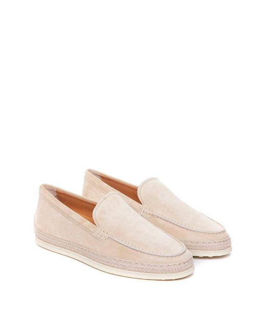 Tod's Natural Loafers Round Toe Logo