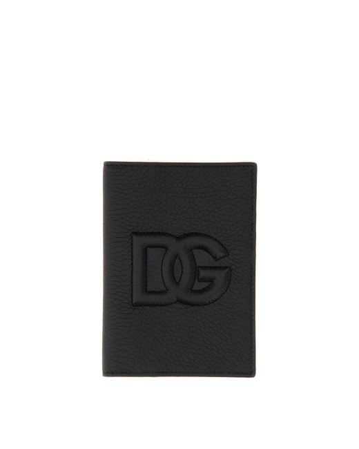 Dolce & Gabbana Black Leather Passport Holder for men