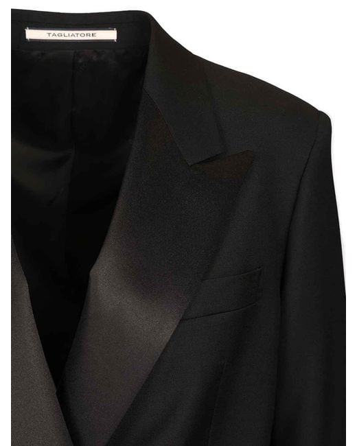 Tagliatore Black Double-Breasted Wool Tuxedo