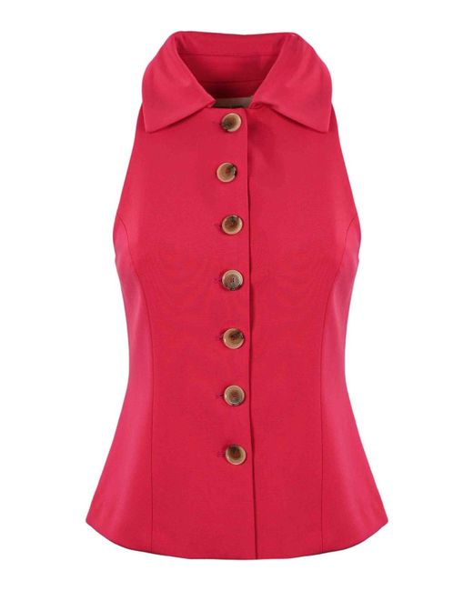 Liviana Conti Red Milan Stitch Waistcoat